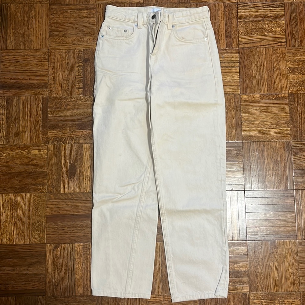 Straight Leg Ecru Jeans